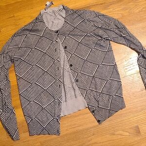 LOFT Gray and Black Patterned Sweater